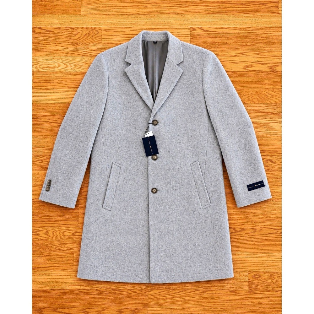 NWT Joseph Abboud Light Gray Wool Blend Topcoat Overcoat Men's 44R